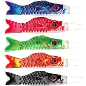 Dripio Koinobori Windspiel 5er-Set, 38 x 11 cm, Polyester, mehrfarbig