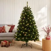 Syfax Künstlicher klappbarer Weihnachtsbaum 120 cm 150 LEDs