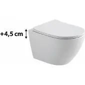 Siko SAT Ergo Wand-WC erhöht + 4,5 cm spülrandlos mit Wirbelspülung und SoftClose-Sitz, weiß