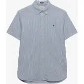 Superdry für Herren. M4011102A Klassisches blaues Seersucker-Hemd (M), Lässig, Baumwolle, Kurzarm