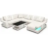 AEA Ecksofa U-Form mit Couchtisch Beige mit LED-Licht für stilvolle Wohnzimmer