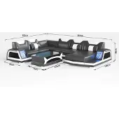 AEA Wohnlandschaft U-Form Schwarz Weiß Couchtisch Modern Design Set Couch