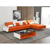 AEA Leder Ecksofa L-Form Modern Orange Couchtisch Design Wohnzimmer Set *