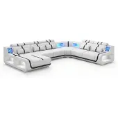AEA Wohnlandschaft U-Form Weiß Schwarz Couch Couchtisch Wohnzimmer Set *