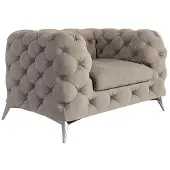 AEA Beiges Wohnzimmer-Set: 3+3+1-Sitzer-Sofas Gesteppte Sofas Sessel Chesterfield
