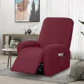 Merkloos 4-teilige Stuhlhülle aus Stretch-Material mit Taschen, geeignet für Relaxsessel