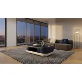 AEA Moderner Couchtisch Weiß Schwarz Kunstleder Holz Wohnzimmer Luxus