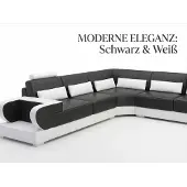 AEA Moderne Wohnlandschaft Schwarz mit Couchtisch und Premium Lounge Stil