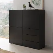 Preisbrecher Kommode >Domenico< in Schwarz Perl - 100x101x32cm (BxHxT)