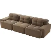 URBAN MEUBLE Modulares Sofa mit drei Sitzplätzen, gesteppt, in braunem Rippenvelours