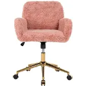 URBAN MEUBLE Rosa Bürostuhl aus Kunstfell, schwenkbar um 360° und höhenverstellbar