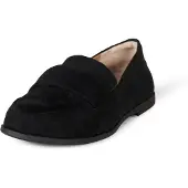 A. Essentials Damen Loafer mit weicher Mokassin-Zehenpartie, Schwarz Optik Mikro