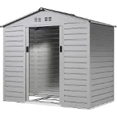 Outsunny Verzinkter Stahl Gerätehaus 2,43m2 213x131x192cm Geräteschuppen Grau
