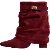 Super Mode Damen Stiefeletten mit Absatz, spitzer Schuhspitze, Reißverschluss und Schnallen