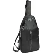 Merkloos Heren Umhängetasche – Schwarze Crossbody-Tasche mit Organizer