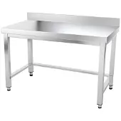 GOLDINOX Arbeitstisch aus Edelstahl, 1400 x 500 mm, mit Rückenverstärkung, –