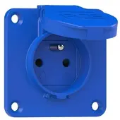 Pce 104-7bsc Schutzkontakt-Anbausteckdose 70x70 fb Shutter IP54 seitlich (blau) 1047bsc