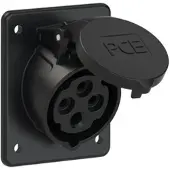Pce 414-6f8x CEE-Anbausteckdose schräg (80x97mm) 16A 4p 6h IP44/IP54 schwarz 4146f8x