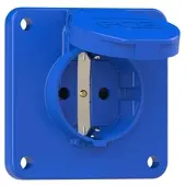 Pce 105-8bc Schutzkontakt-Anbausteckdose 75x75 nat Shutter IP54 rückwärtig (blau) 1058bc