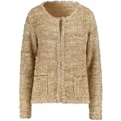 Création L Cardigan "Strickjacke Strickjacke im soften Material-Mix", Damen, Gr. 44, beige (champagner), Elegant, Rundhals, Strickjacken Cardigan