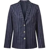Sieh an! Blusenblazer SIEH AN "Blazer Blazer mit goldfarbenen Schmuckknöpfen", Damen, Gr. 38, marine, weiß, gestreift, Web, Stoff, , Modisch, Blazer Blusenblazer