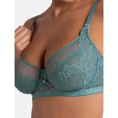Dorina Bügel-BH , Damen, Gr. 110, Cup F, grün, Obermaterial: 68% Polyamid, 21% Polyester, 11% Elasthan, unifarben, bequem, BHs Bügel-BH, Curves mit feinem Spitzenbesatz