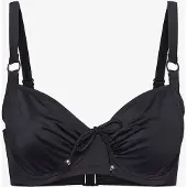 Dorina Bügel-Bikini-Top "Fiji", Damen, Gr. 90, Cup F, schwarz, Obermaterial: 57% Polyester, 24% Polyamid, 19% Elasthan, unifarben, Bikini-Oberteile Bügel-Bikini-Top, Full Cup, Stoffraffung vorne