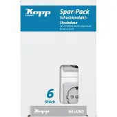 Kopp 912120010 MILANO - Profi-Pack: 6x Schutzkontakt-Steckdosen, erhöhter Berührungsschutz, Farbe: stahl