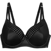 Dorina Halbschalen-BH "Julianna", Damen, Gr. 70, Cup E, schwarz, Mesh, Satin, Obermaterial: 60% Polyester, 32% Polyamid, 8% Elasthan, BHs Halbschalen-BH, flocked Mesh & Satin, gepolsterte Cups