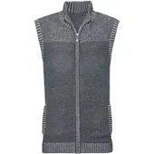 Sieh an! Strickweste SIEH AN "Strickweste Strickweste", Herren, Gr. 58, grau, meliert, Basic, gerade, Westen Strickweste