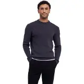 Falke Herren Pullover, L, Grau, Struktur,Rippe, Baumwolle