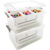 Merkloos Omgoods – Set aus 2 Aufbewahrungsboxen mit herausnehmbarem Tablett – Kunststoff