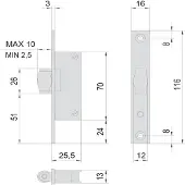 Sonstige Verlage Schiebeschlösser für Aluminiumprofile, Modell 44237, Typ E15