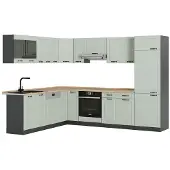 Vicco Eckküche R-Line Mint Landhaus/Anthrazit 287 x 227 cm, Model 70977