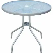 Merkloos Runder Gartentisch, 80 cm Durchmesser, aus Stahl mit Glasplatte