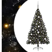 vidaXL Künstlicher vorbeleuchteter Weihnachtsbaum Schwarz 180 cm PVC