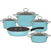 Riess Topfset 5 teilig kristallblau Emaille