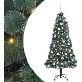 vidaXL Künstlicher vorbeleuchteter Weihnachtsbaum mit Kugelset Grün