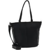 Merkloos Einkaufstasche aus Leder – Schwarz – 39 cm