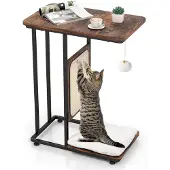 Dripio 4-in-1 Beistelltisch mit Sisal-Kratzbrett für Katzen, 50x30x64 cm, braun