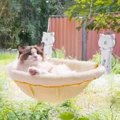 Dripio Katzenfensterliege faltbar stabil mit Saugnäpfen, creme