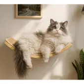 Dripio Gebogene Wandablage mit Sisalmatte für Katzen, Holz, Klettern & Schlafen