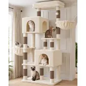 Dripio Kratzbaum für Katzen, Beige, 170 cm, mit Spielzeug