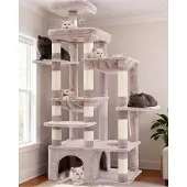 Dripio Kratzbaum 180 cm, XL-Plattform, Katzenhaus, 2 Hängematten, braun-beige