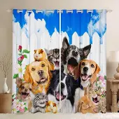 Dripio Fenster-Vorhang mit Tiermotiv, 2 Paneele, 117x137 cm, Polyester