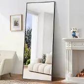 OEM Standspiegel 179x65 cm, schwarzer Aluminiumrahmen, Ganzkörperspiegel