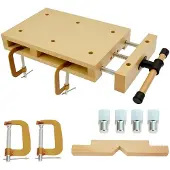 Dripio Tragbare Werkbank 46,5×28×7 cm, Buchenholz, mit Schraubzwingen