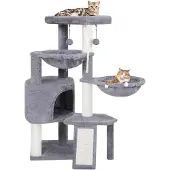Dripio Kratzbaum mit Katzenhaus und zwei Hängematten, Grau