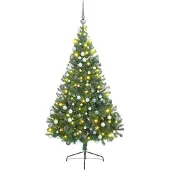 vidaXL Künstlicher vorbeleuchteter Weihnachtsbaum Grün 210 cm PVC