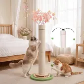 Dripio Kratzbaum für Katzen, 2-in-1, mit Kratzsäule und Spielbällen, 110 cm